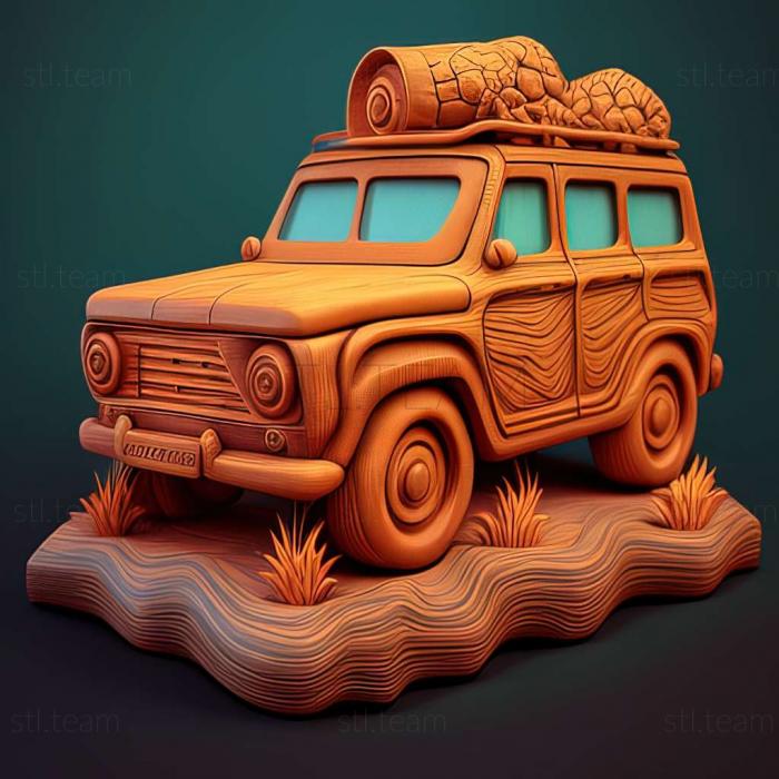 3D model All wheel drive 2 UAZ 4x4 game (STL)